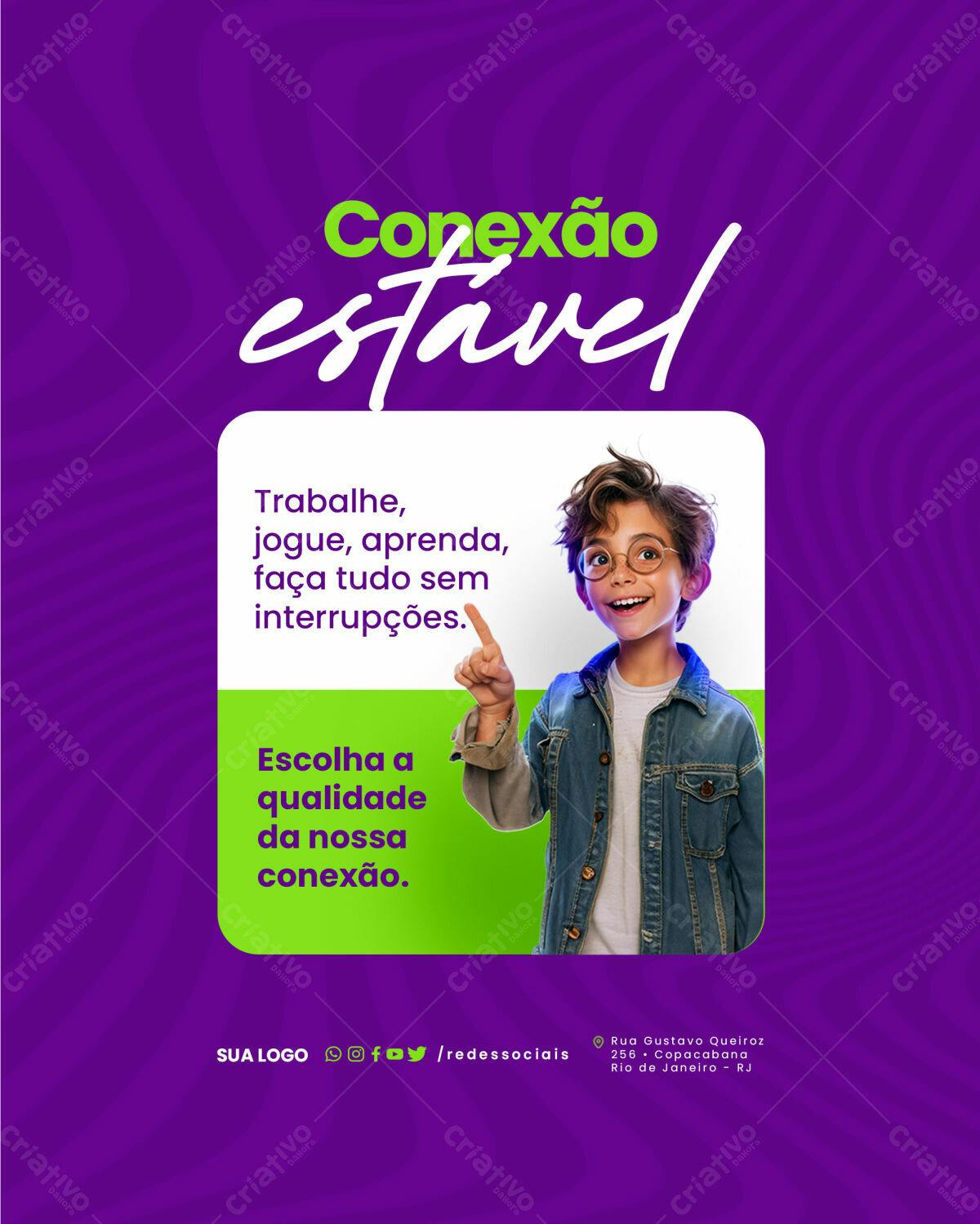 Post para Redes Sociais Conexão Estável PSD Editável