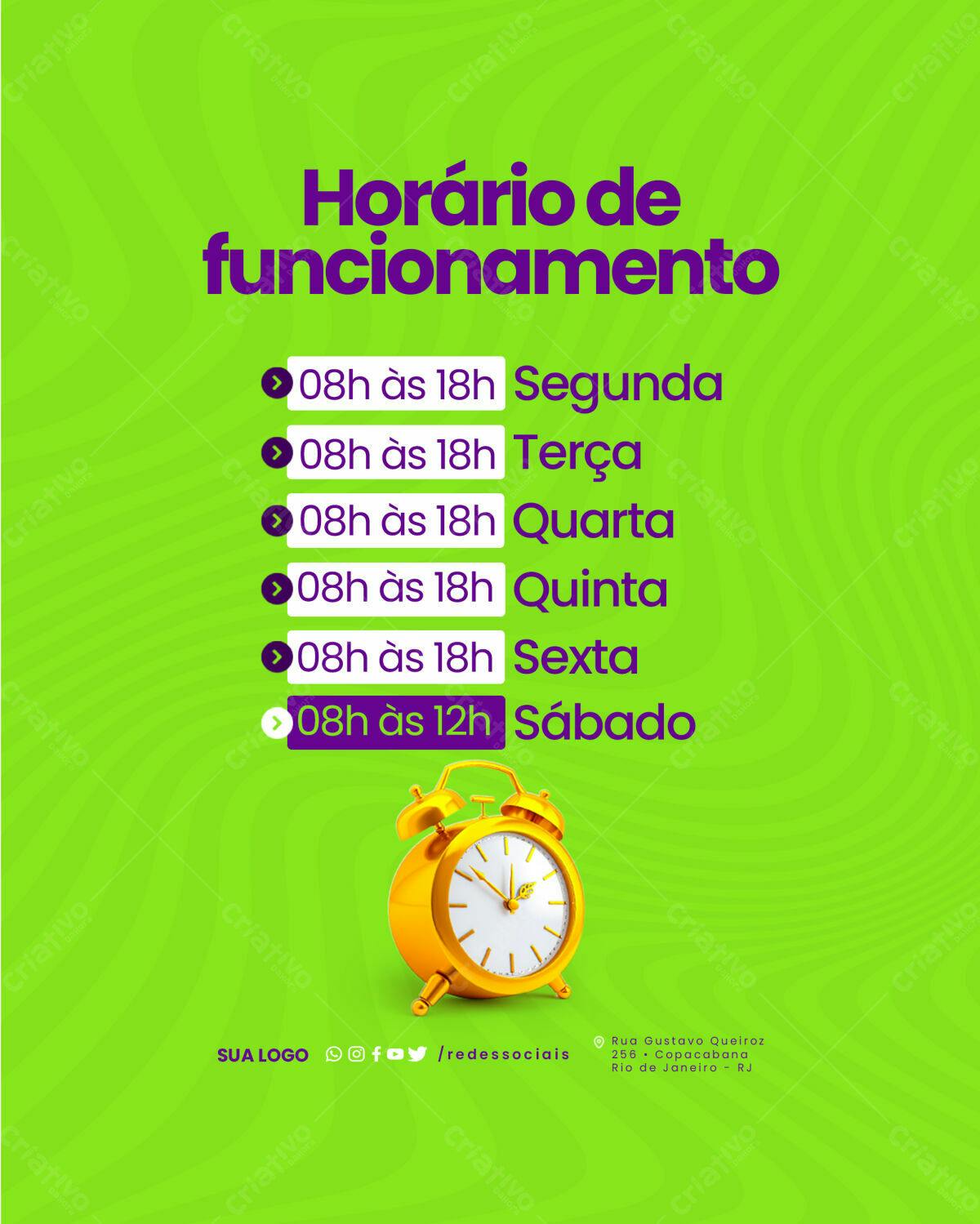 Post Horário de Funcionamento PSD Editável