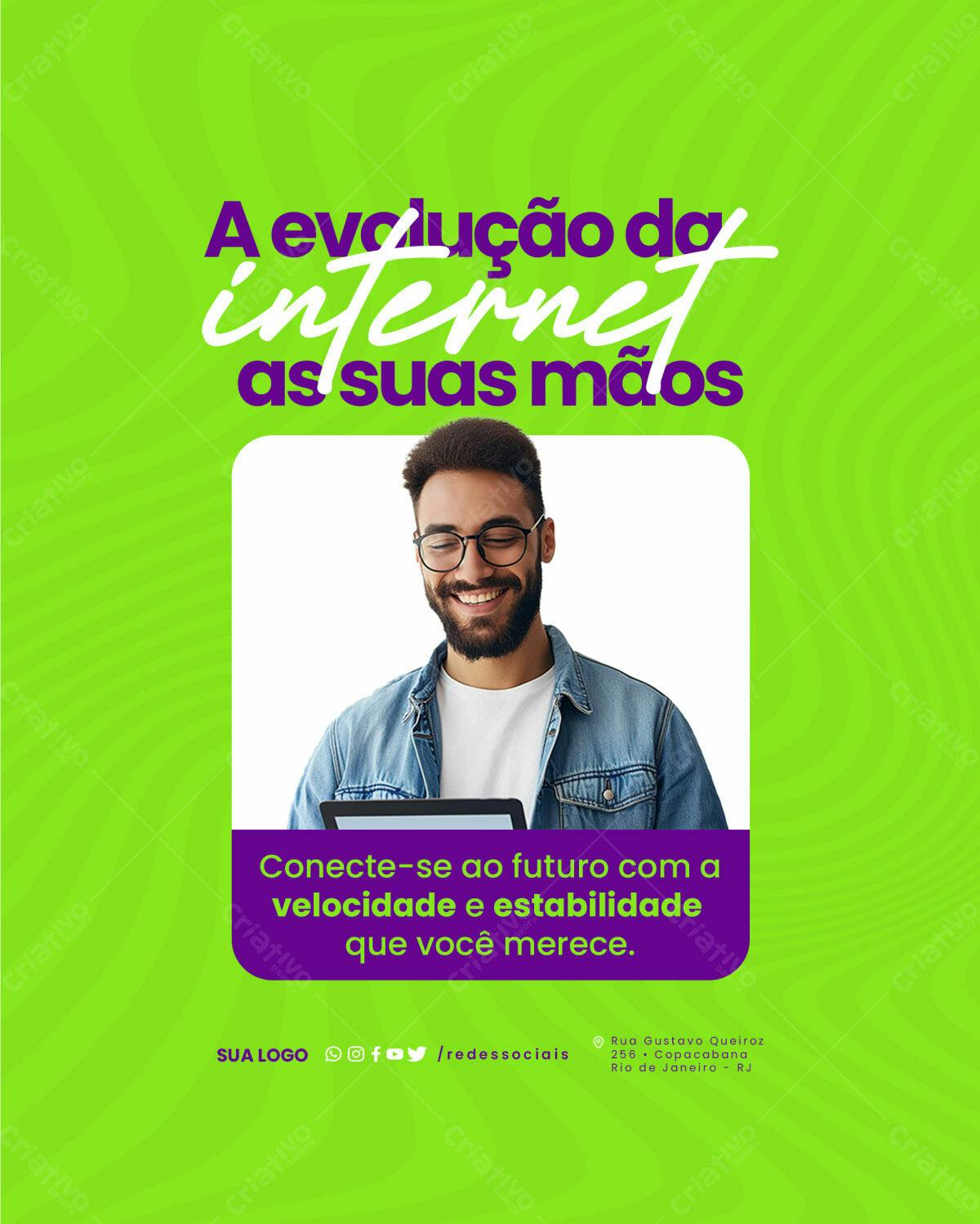 Post para Redes Sociais sobre Internet PSD Editável