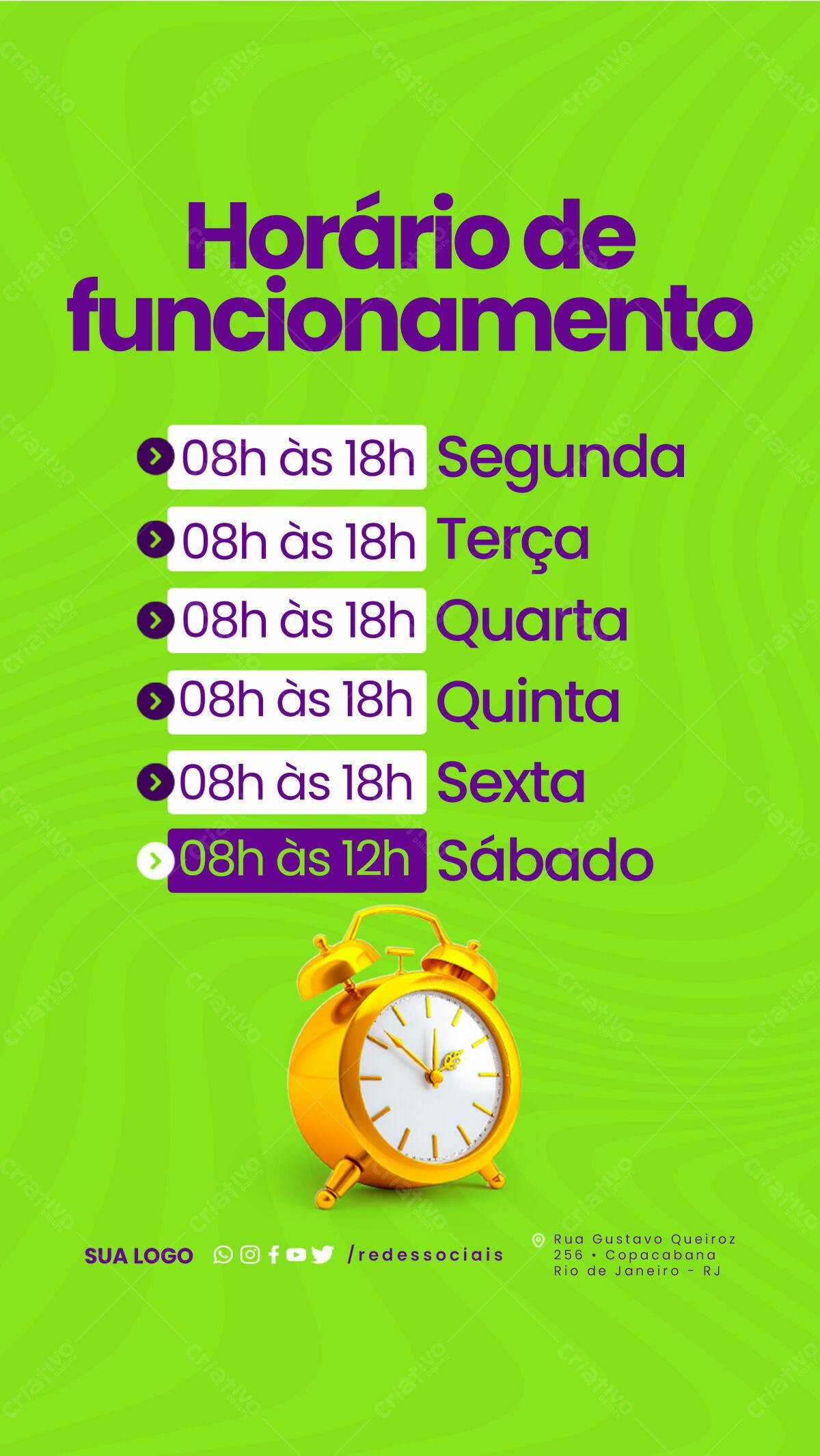 Flyer Horário de Funcionamento PSD Editável