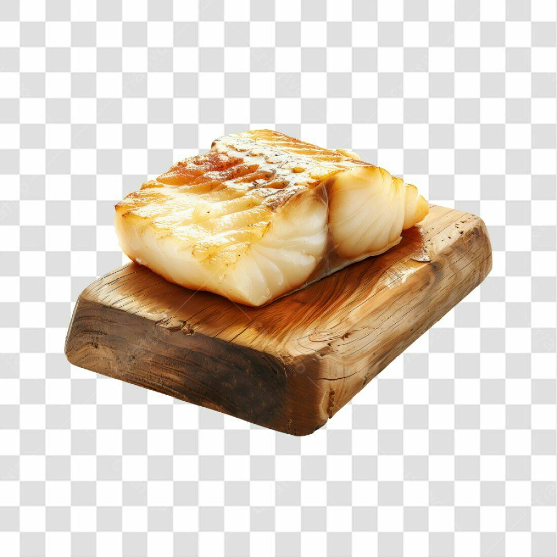 Imagem Peixe Grelhado Tábua Madeira PNG com fundo transparente