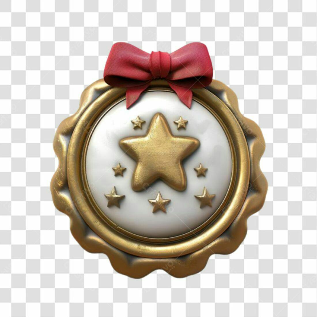 Selo Ouro Estrelas PNG com fundo transparente