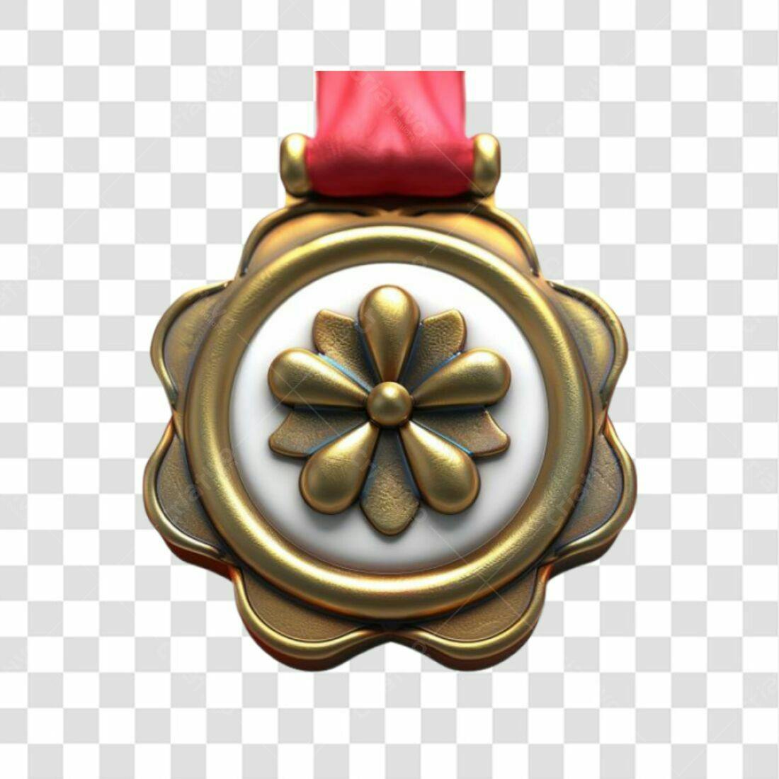 Icone Medalha Ouro Flor PNG com fundo transparente