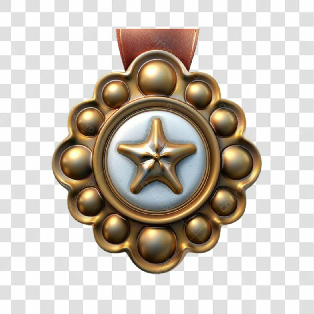Icone Medalha Ouro Estrela do Mar PNG com fundo transparente