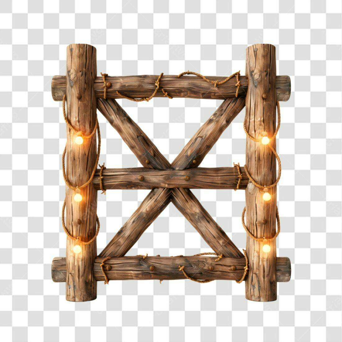Moldura de madeira rústica PNG com fundo transparente
