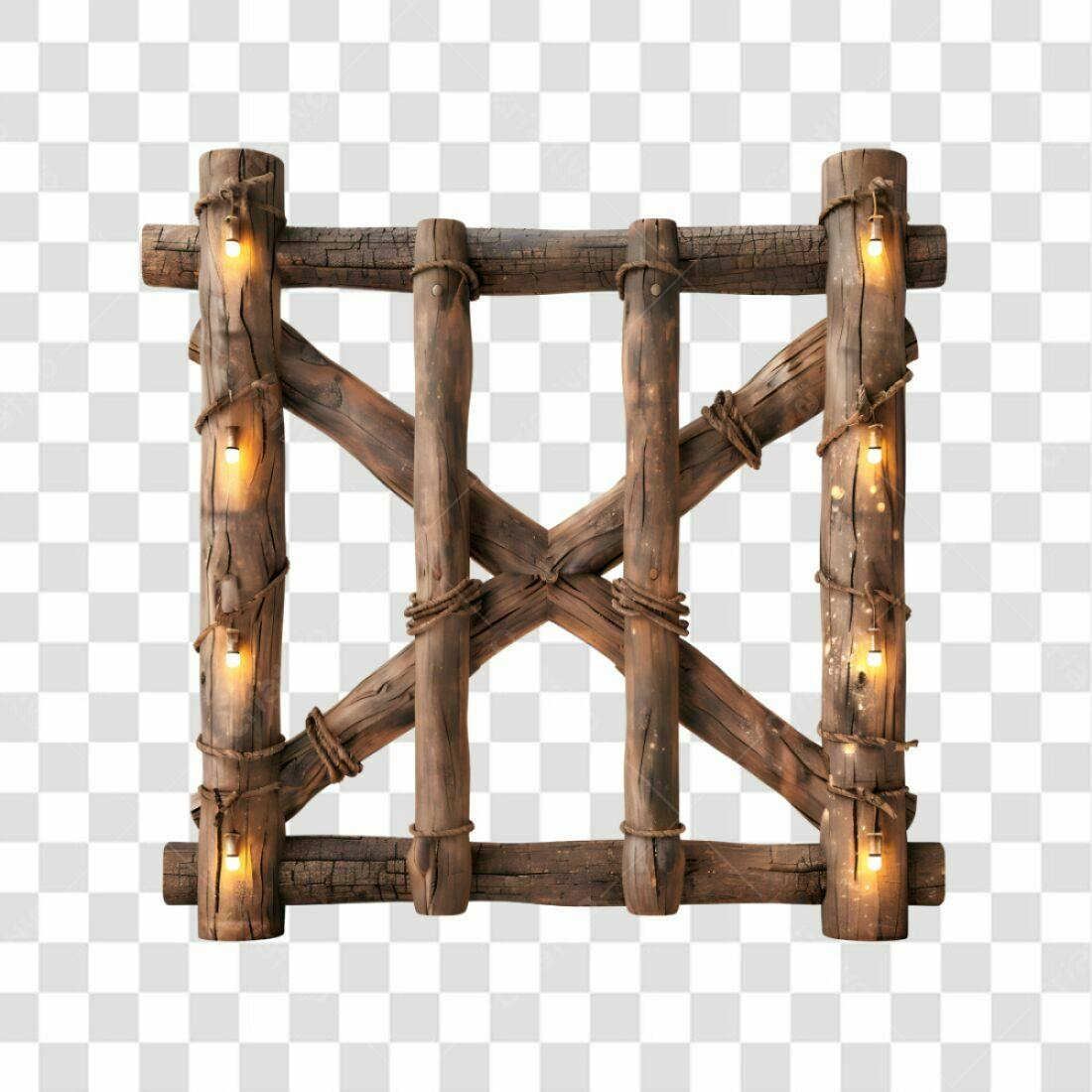 Moldura de madeira rústica PNG com fundo transparente