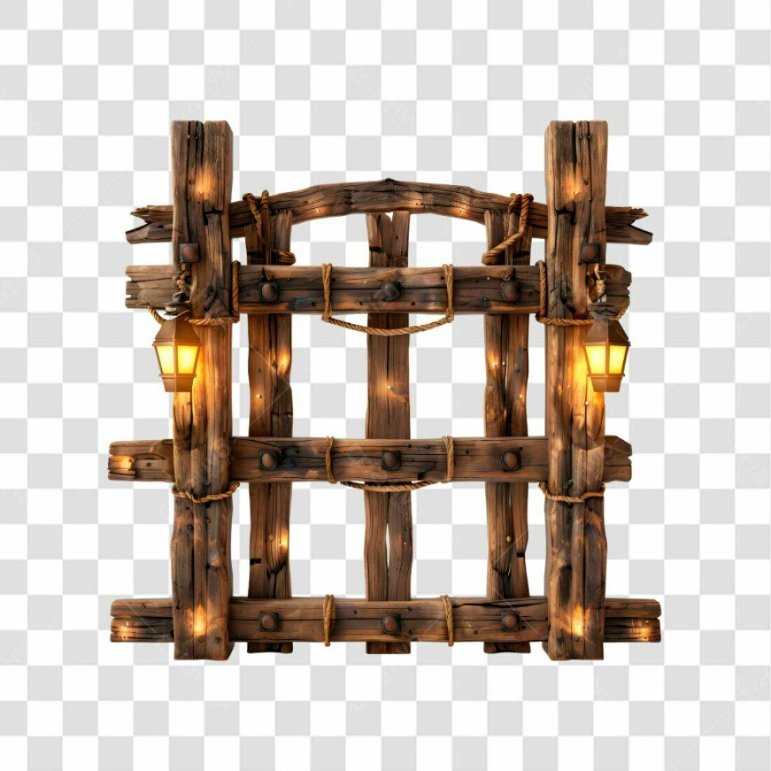 Portal de madeira PNG com fundo transparente