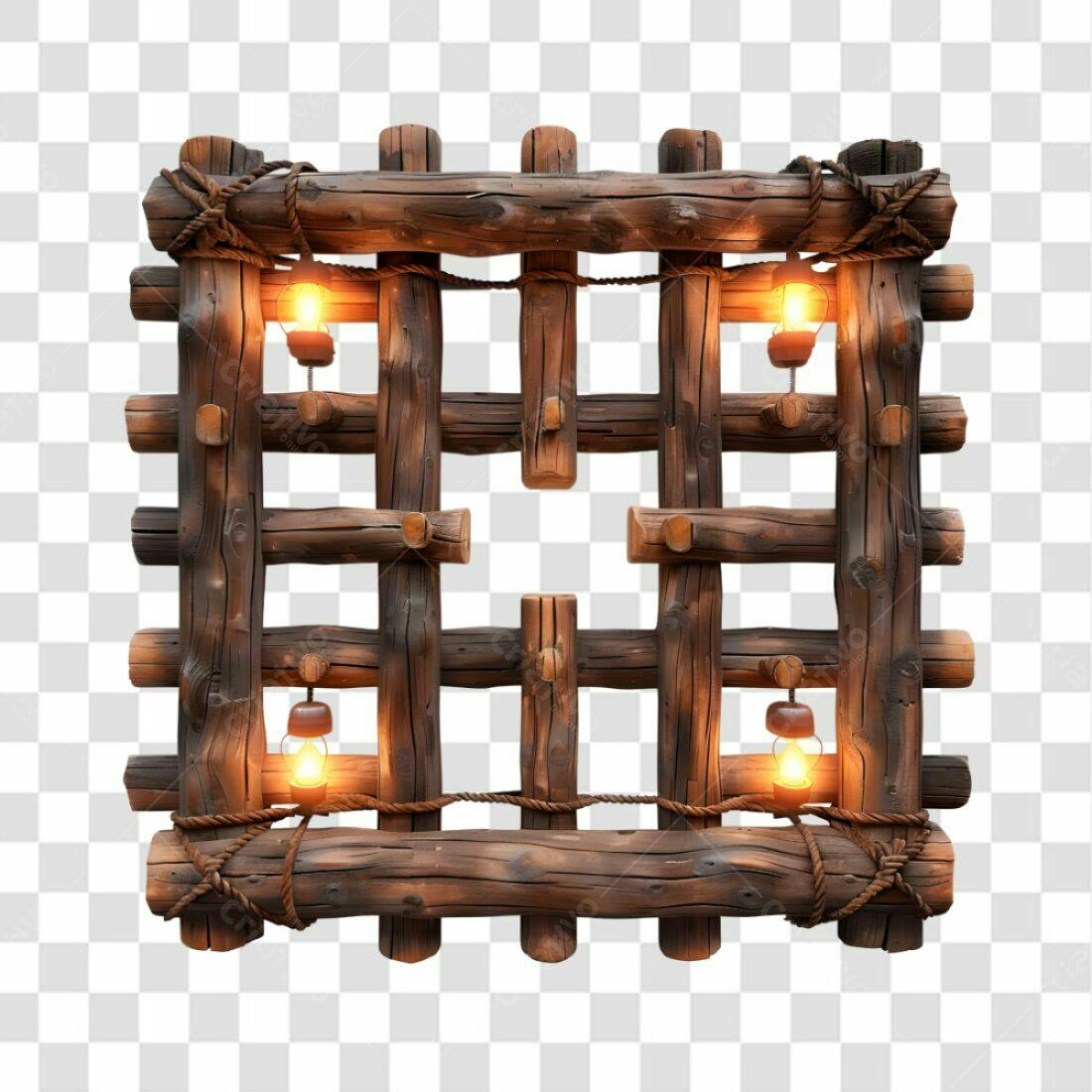 Moldura de madeira rústica PNG com fundo transparente