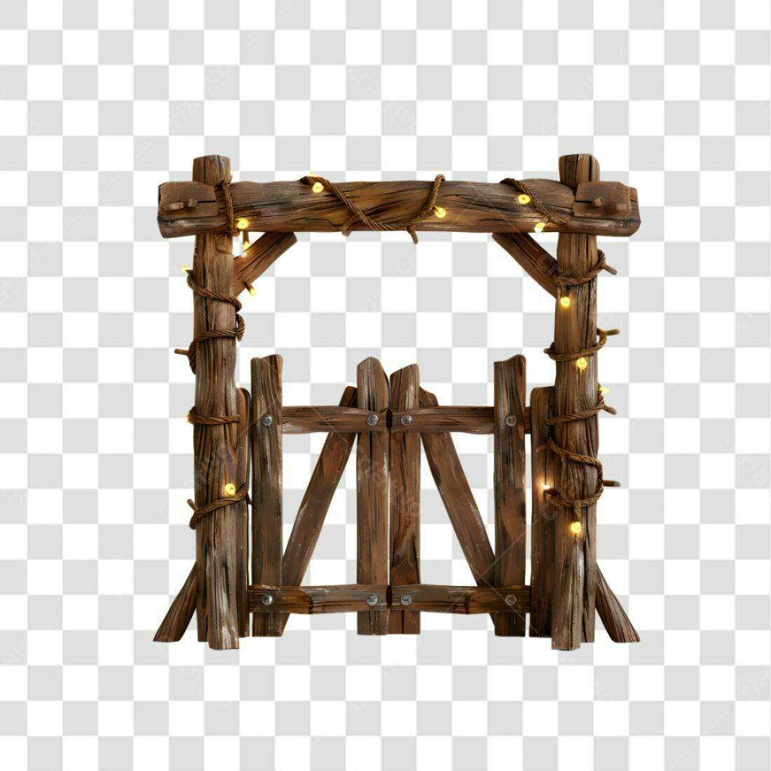 Portal de madeira Natal PNG com fundo transparente