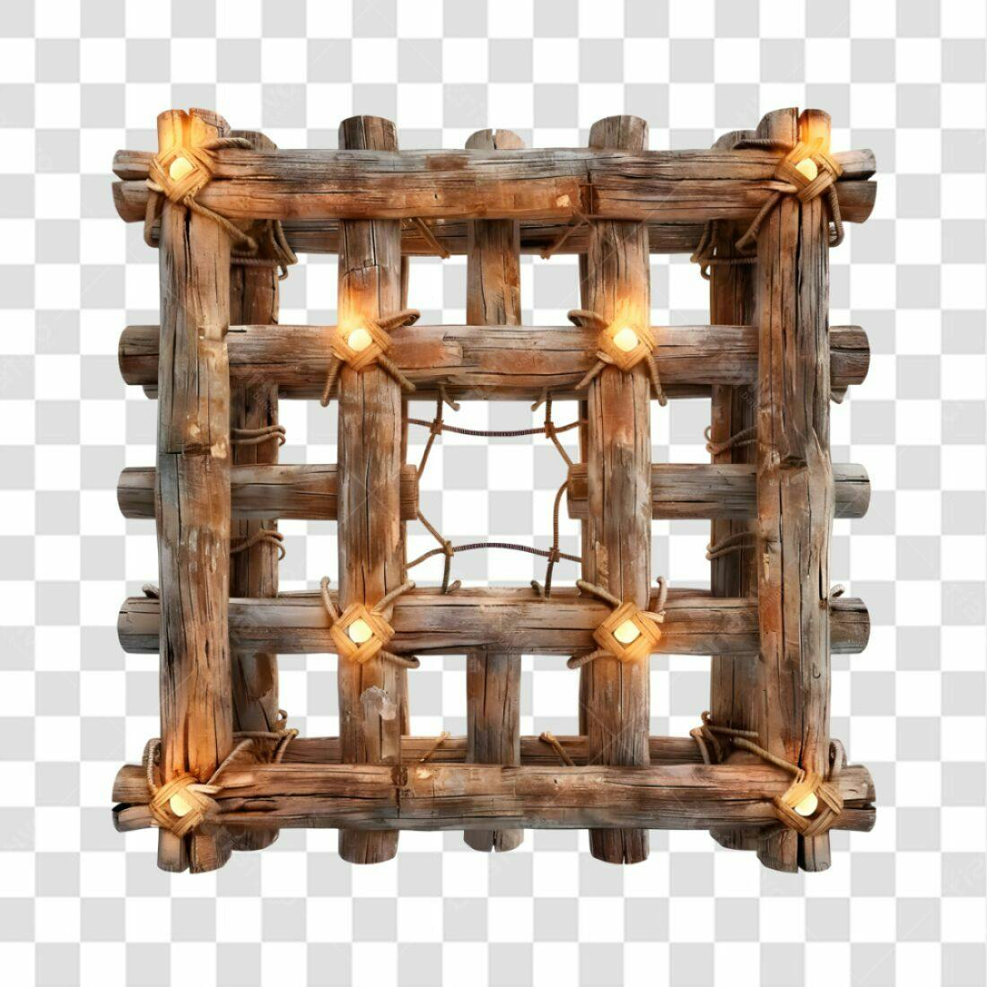 Moldura de madeira rústica PNG com fundo transparente