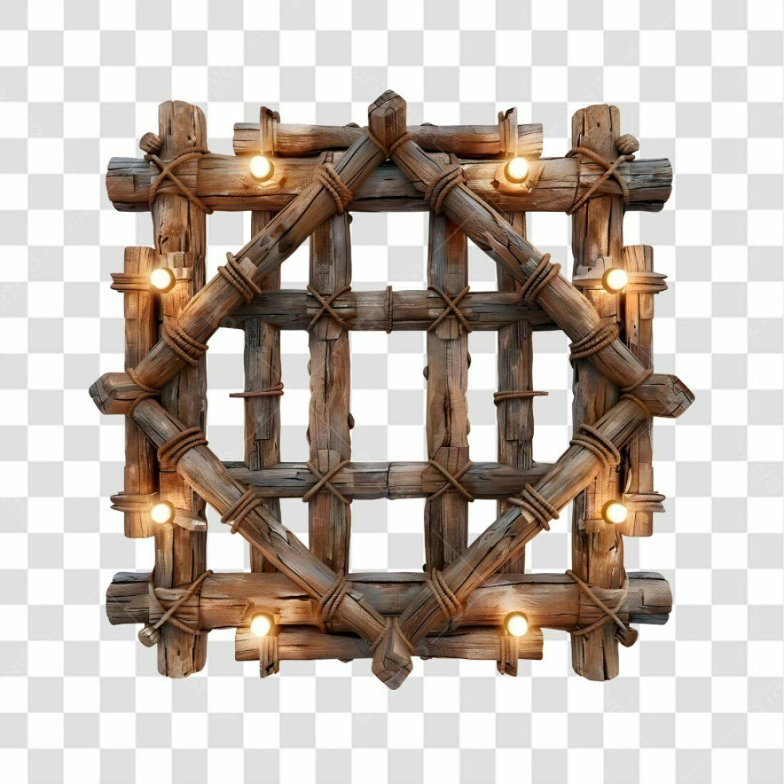 Moldura de madeira rústica PNG com fundo transparente