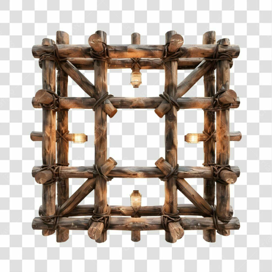 Moldura de madeira rústica PNG com fundo transparente