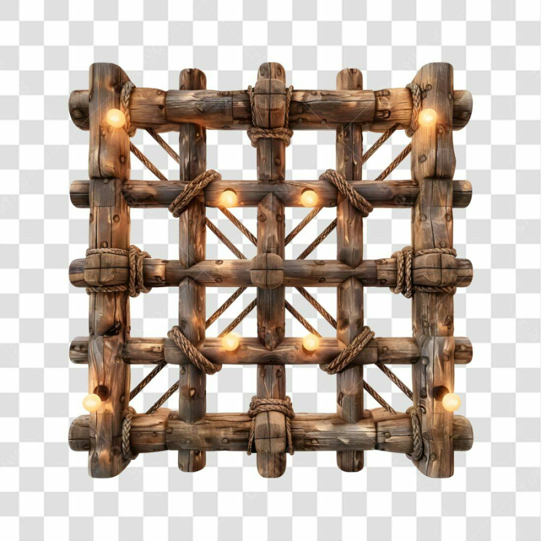 Moldura de madeira rústica PNG com fundo transparente