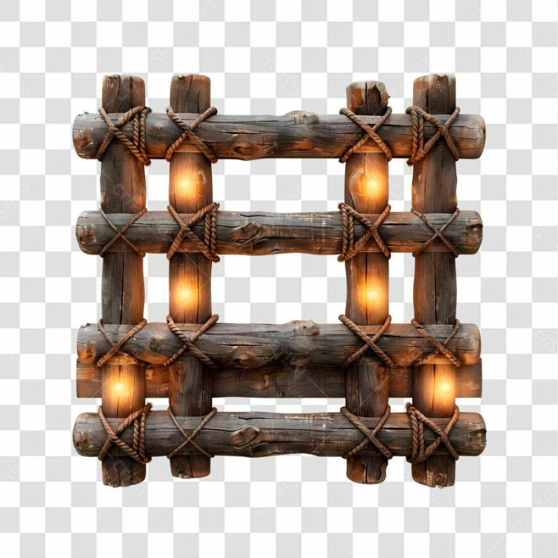 Moldura de madeira rústica PNG com fundo transparente