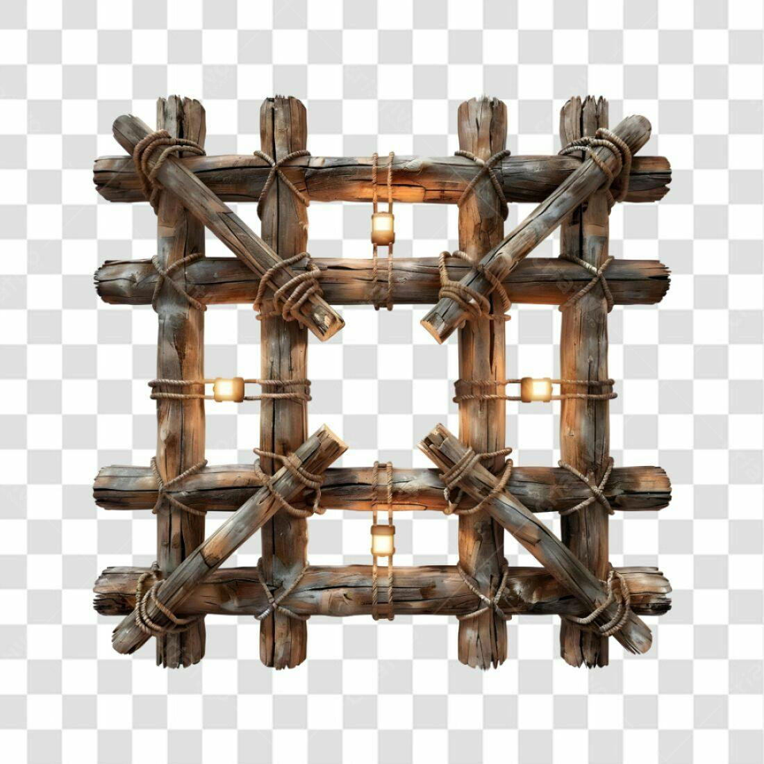 Moldura de madeira rústica PNG com fundo transparente