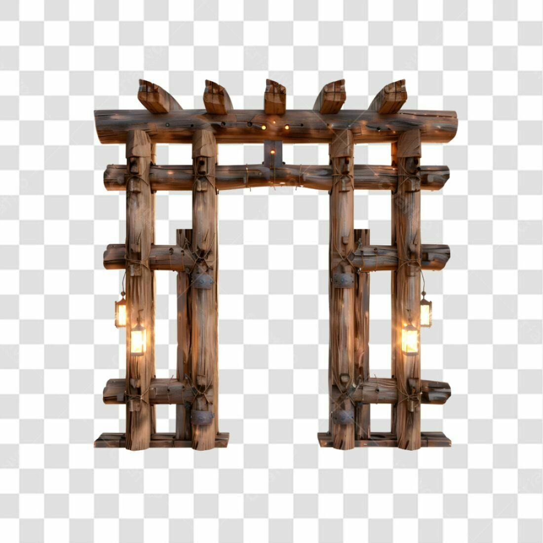 Arco de Madeira Rustico PNG com fundo transparente