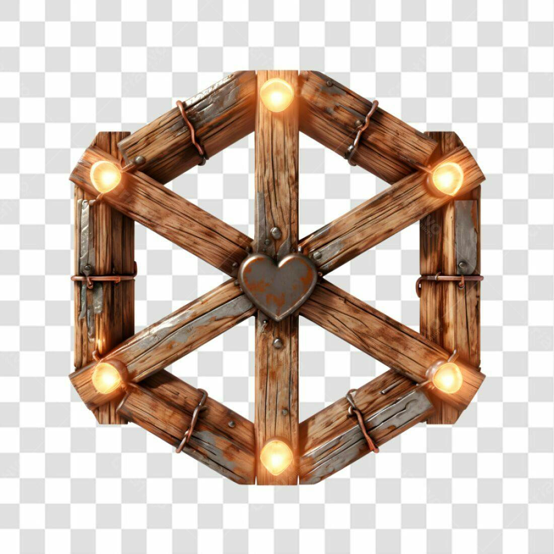 Icone Dia dos Namorados Madeira Rustica PNG com fundo transparente