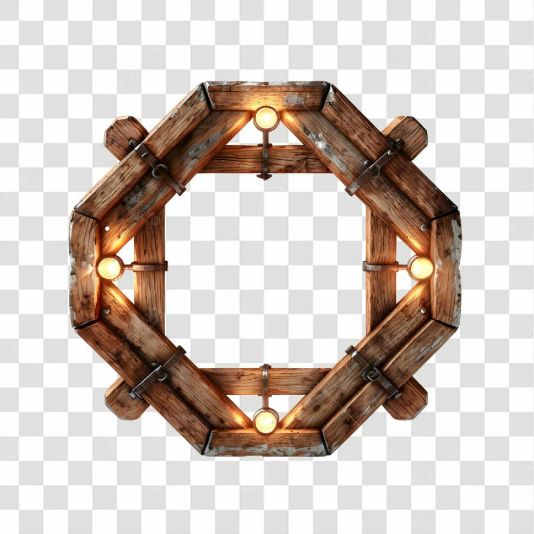 Moldura de madeira rústica PNG com fundo transparente