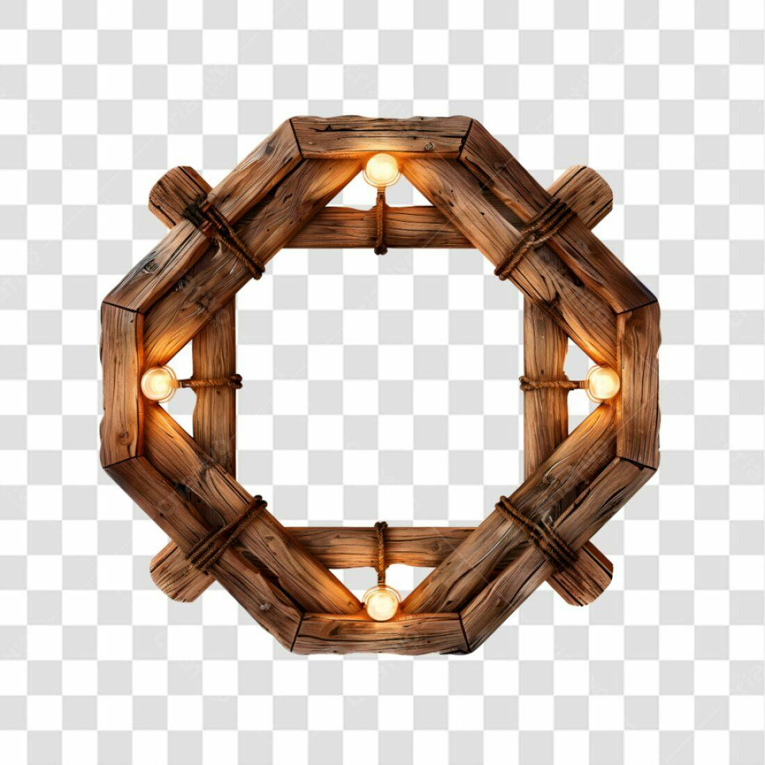 Moldura de madeira rústica PNG com fundo transparente