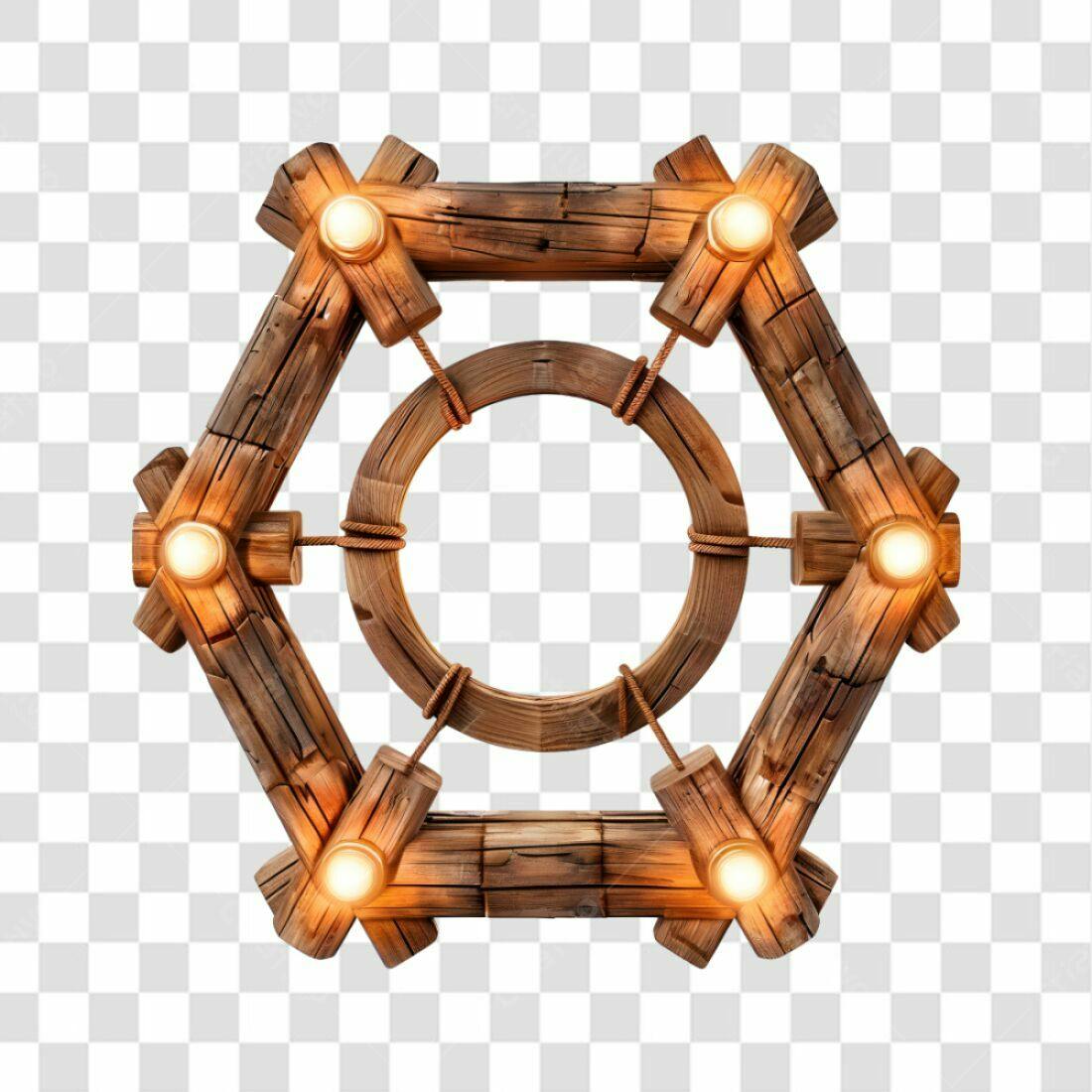 Moldura de madeira rústica PNG com fundo transparente
