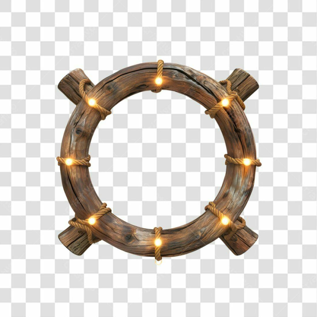 Moldura de madeira rústica PNG com fundo transparente