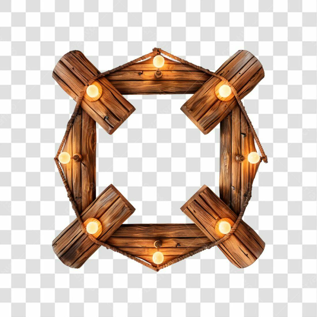 Moldura de madeira rústica PNG com fundo transparente