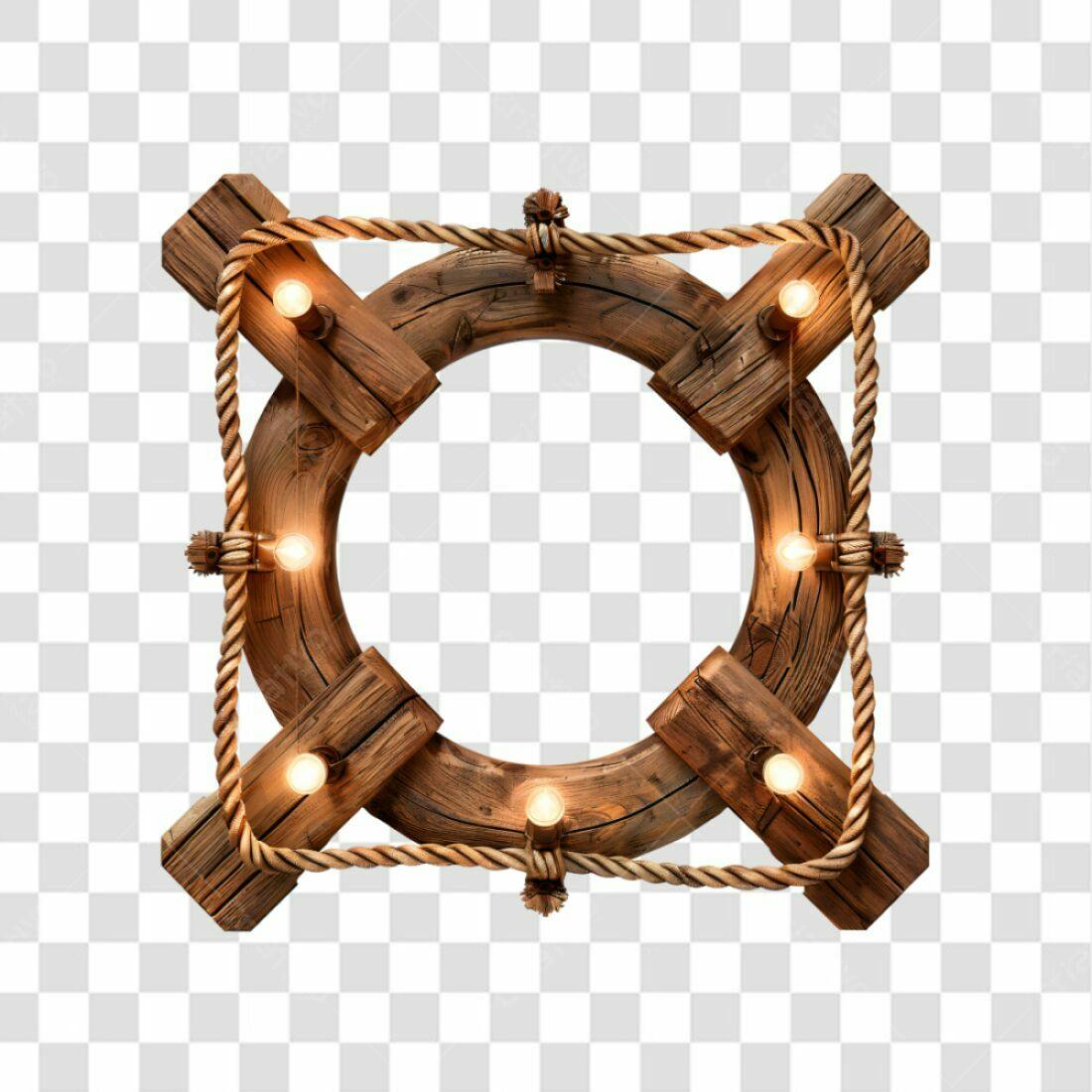 Moldura de madeira rústica PNG com fundo transparente