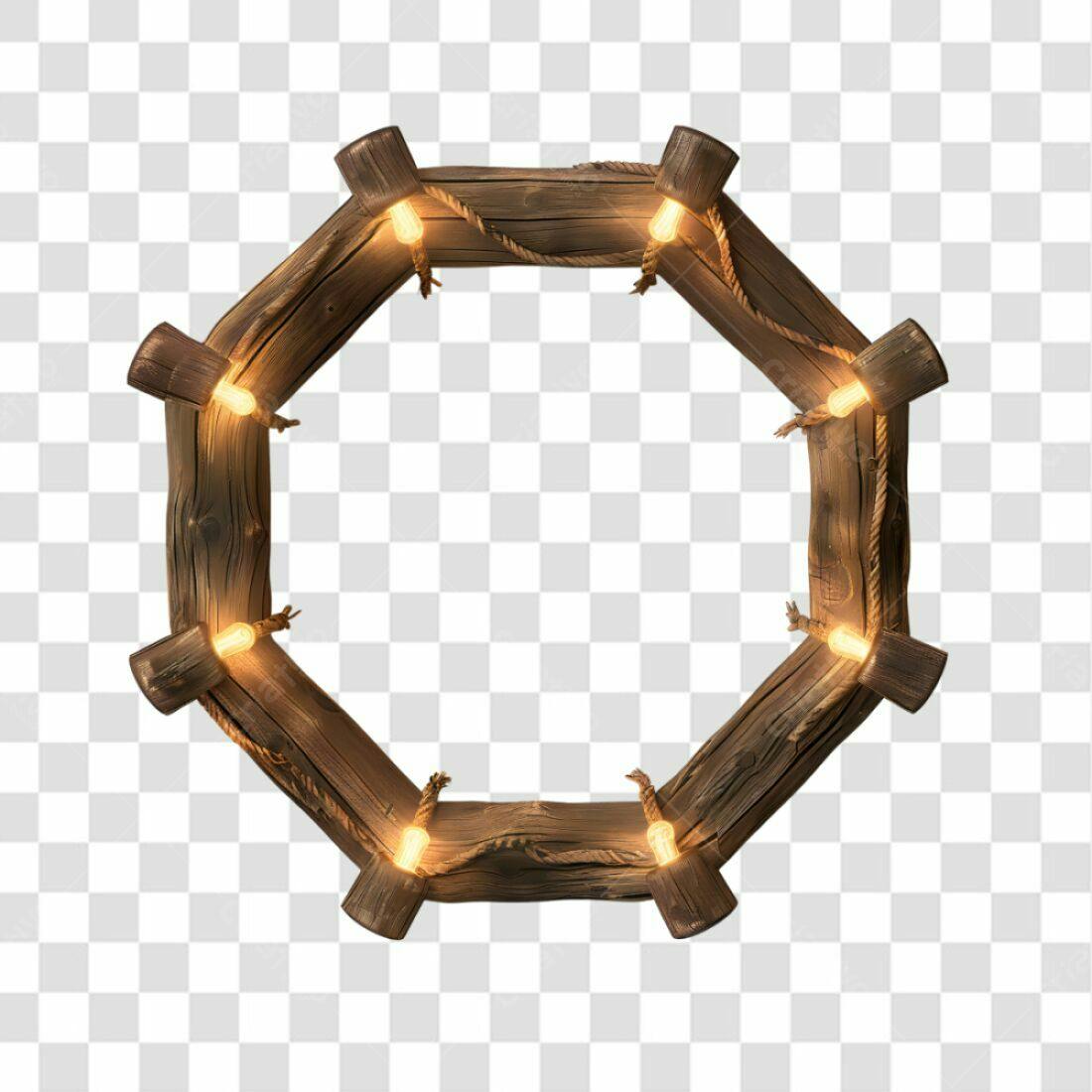 Moldura de madeira rústica PNG com fundo transparente