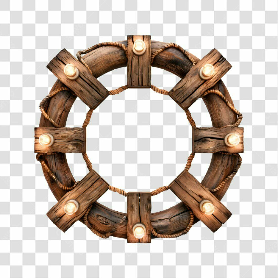 Moldura de madeira rústica PNG com fundo transparente