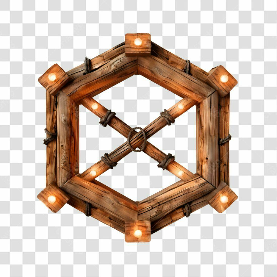 Moldura de madeira rústica PNG com fundo transparente