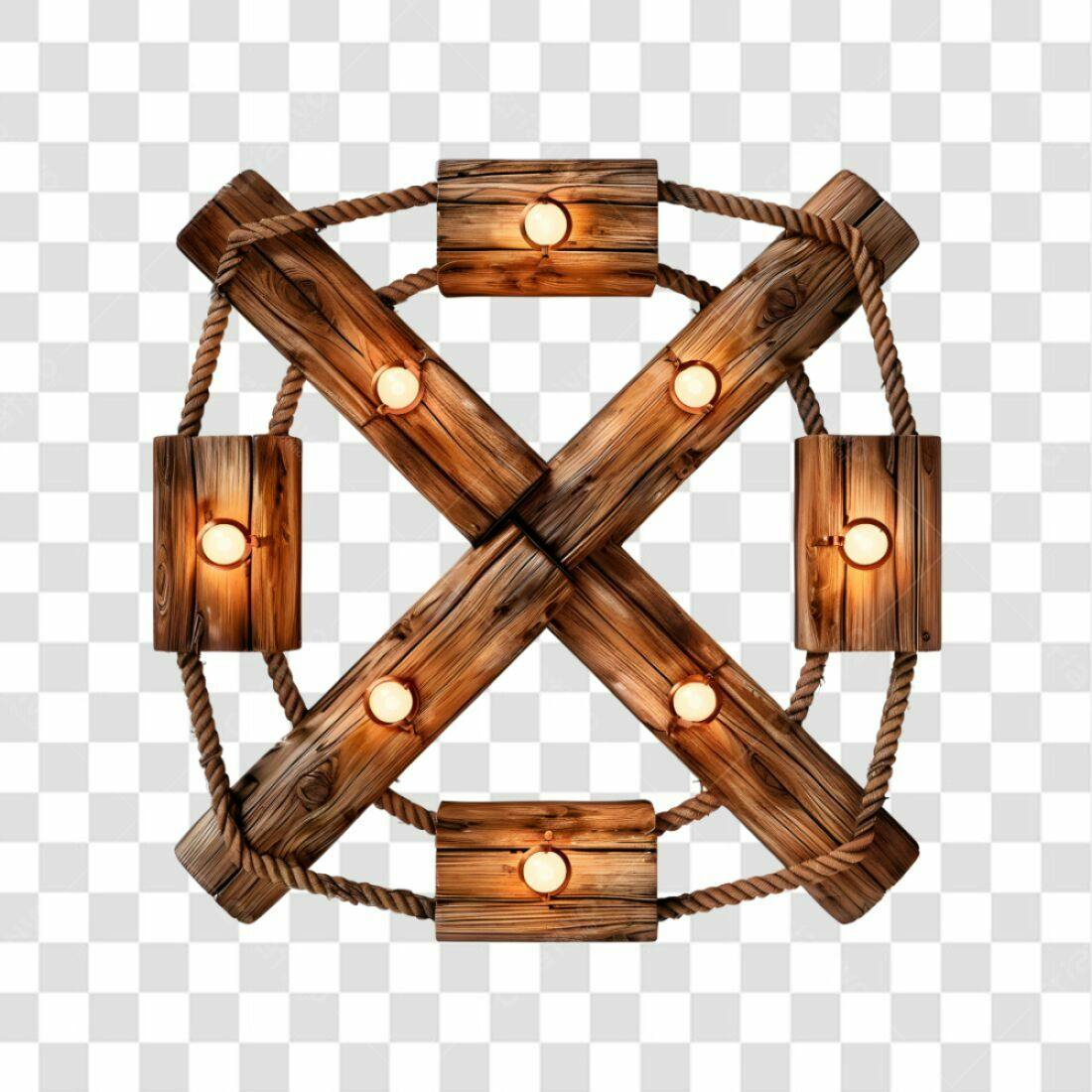 Luminária rústica em X PNG com fundo transparente