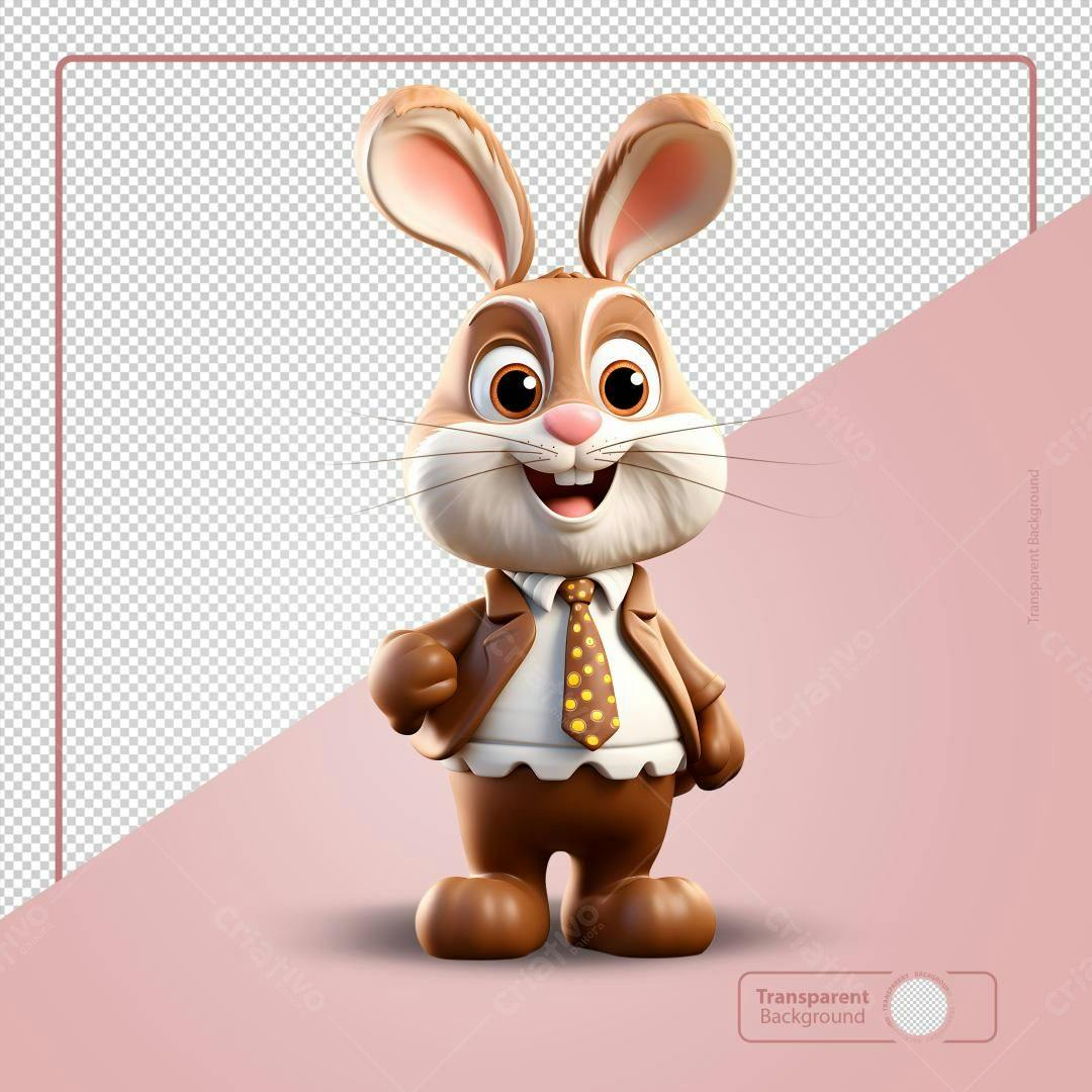Icone Coelho Empresário Páscoa PNG com fundo transparente