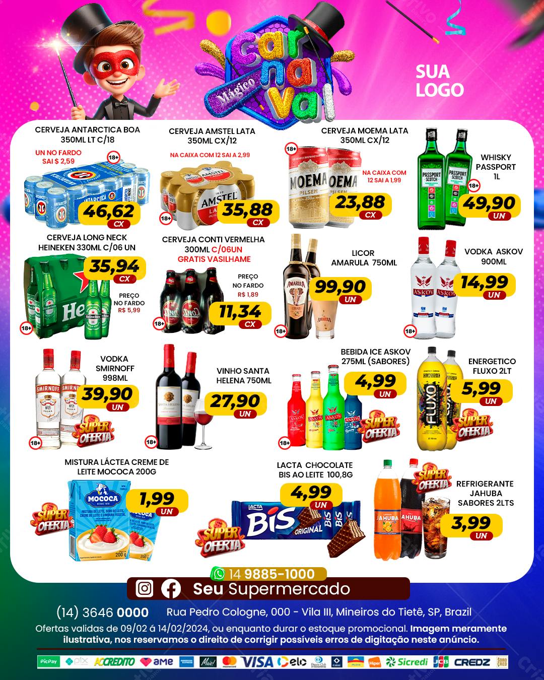 Flyer Carnaval Supermercado PSD Editável