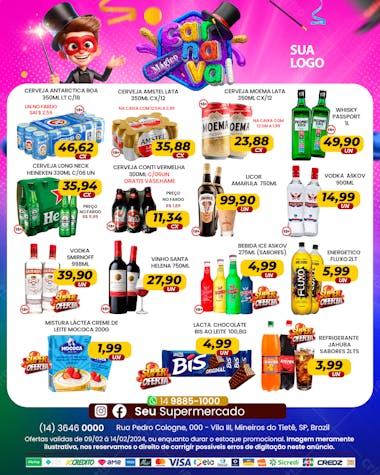 Encarte mercado tabloide de carnaval ofertas feed