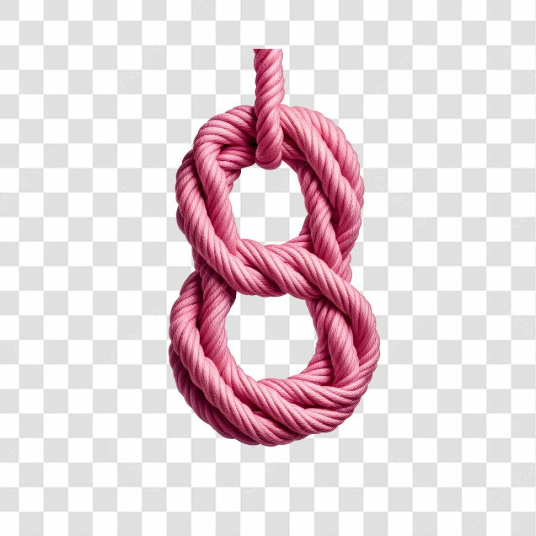 Icone Número 8 em corda rosa PNG com fundo transparente