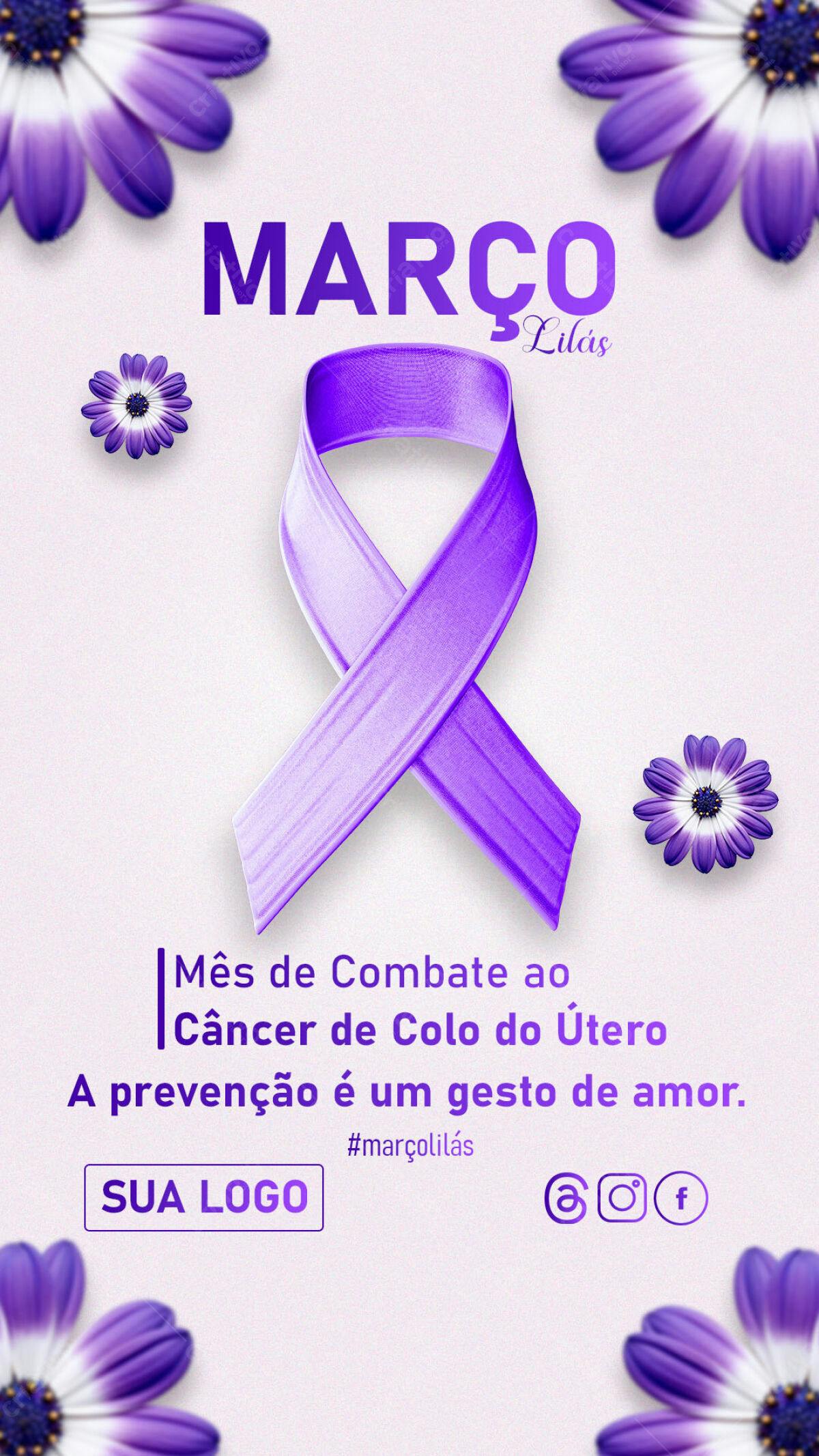 Flyer Mês de Combate ao Câncer de Colo do Útero PSD Editável