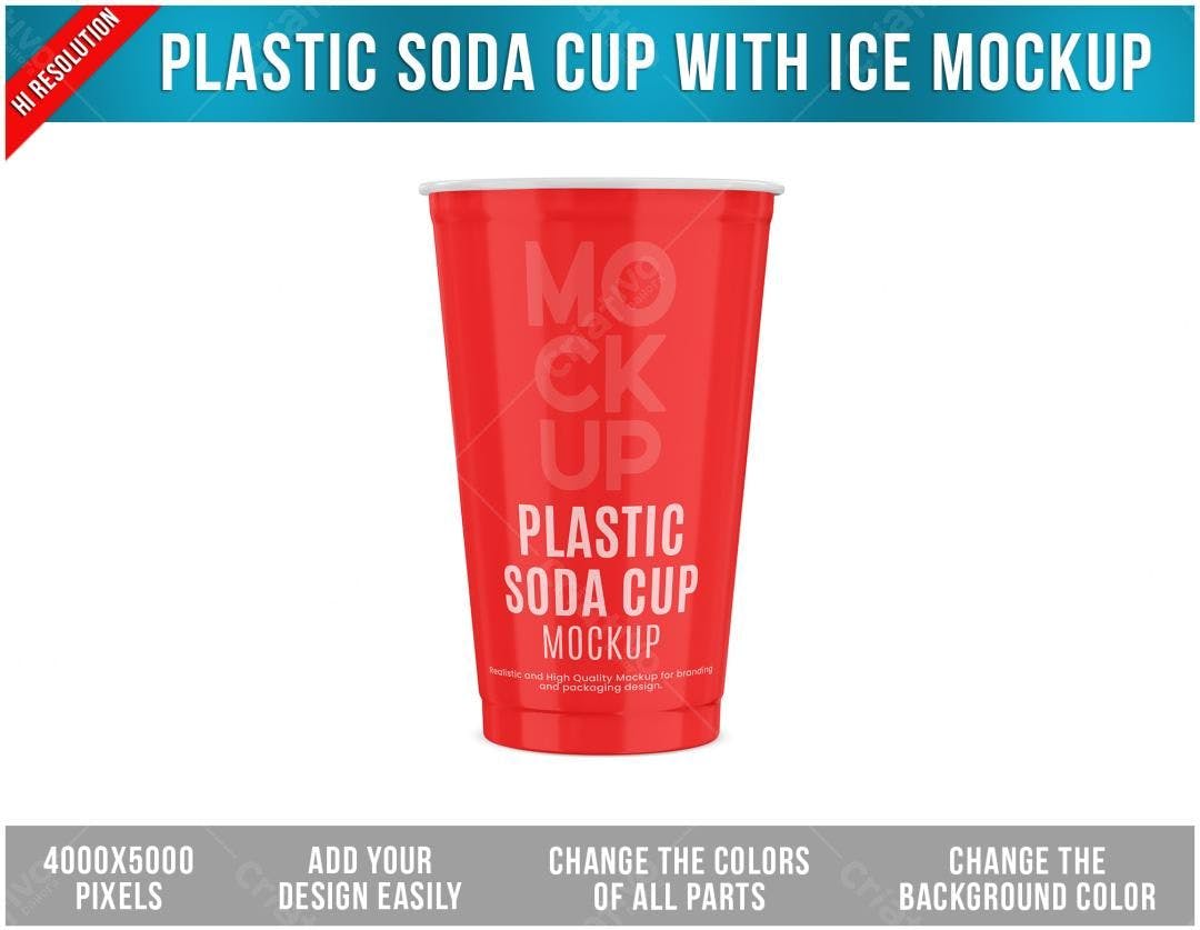 Mockup Realista de Copo de Soda Vermelho