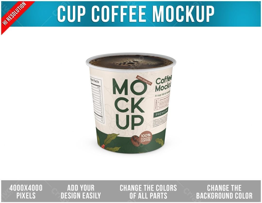 Mockup Realista de Copo de Café com Design Moderno