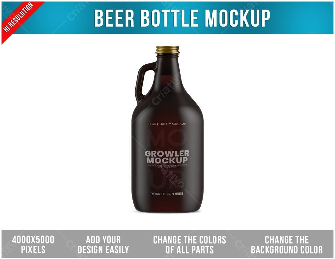 Mockup de Garrafa de Cerveja Marrom Escuro - Growler
