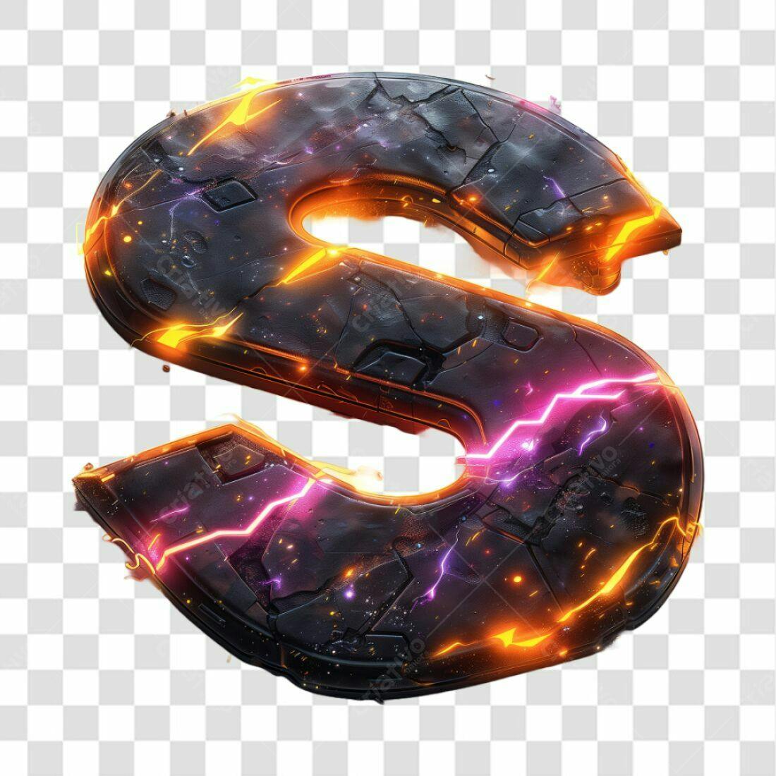Icone Letra S com Efeito de Energia PNG com fundo transparente