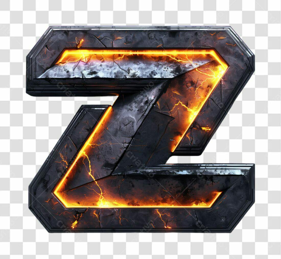 Icone letra Z em pedra vulcânica PNG com fundo transparente