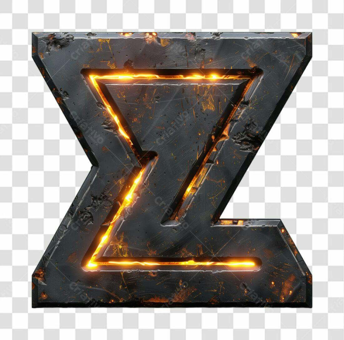 Icone Letra Z em Pedra com Fogo PNG com fundo transparente