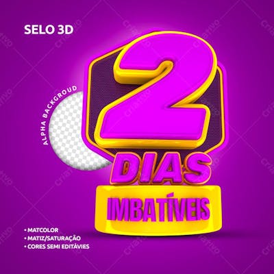 Selo 3D - 2 Dias Imbatíveis
