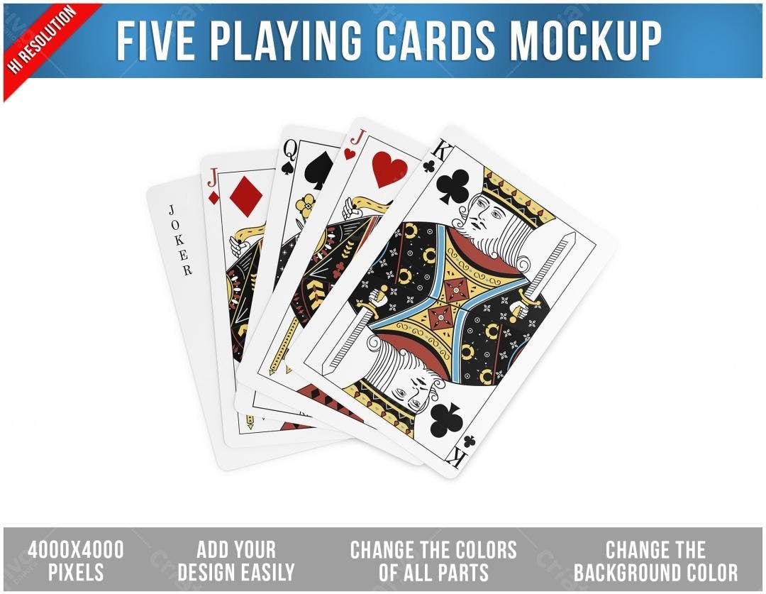 Mockup de Cartas de Baralho Realistas: Joker, J, Q, K