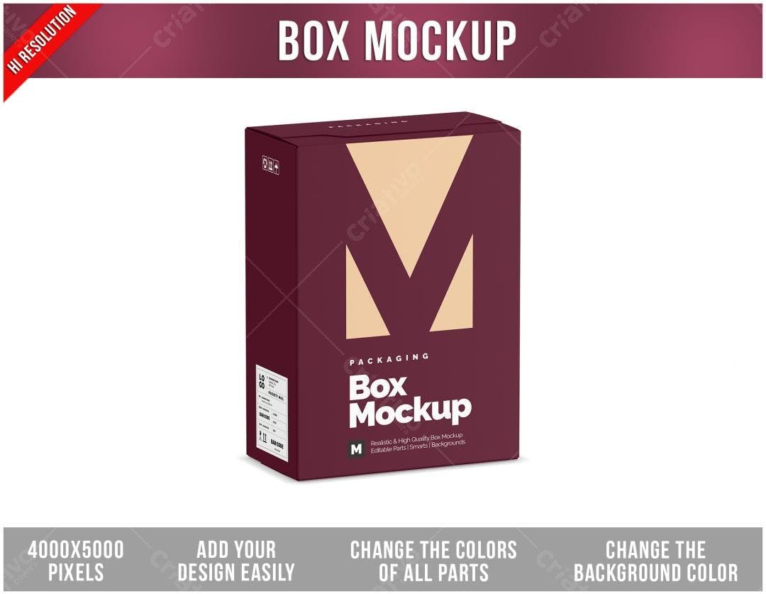 Mockup Caixa de Embalagem: Design Moderno em Burgundi e Bege