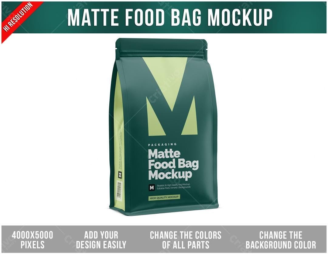 Mockup de Embalagem para Alimentos em Verde Escuro