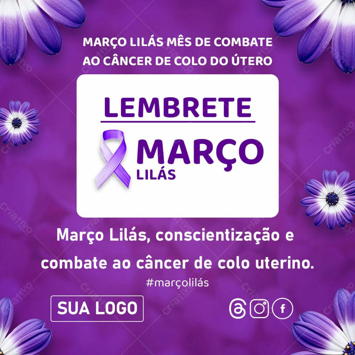 Postagem Instagram Março Lilás PSD Editável
