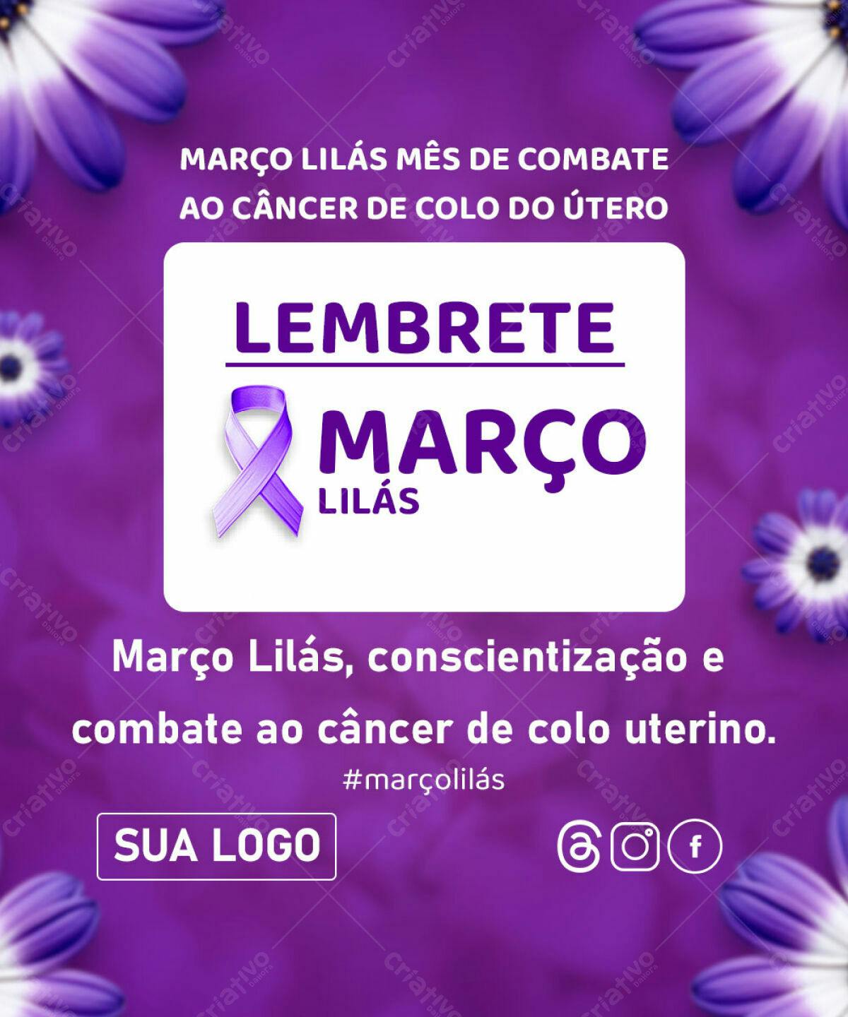 Post para o Março Lilás PSD Editável