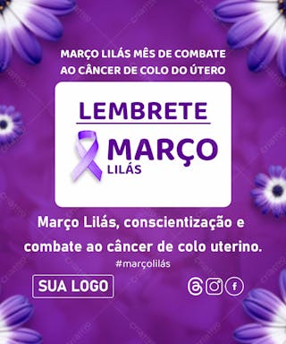 Feed março lilás fb março lilás conscientização e combate ao câncer de colo uterino