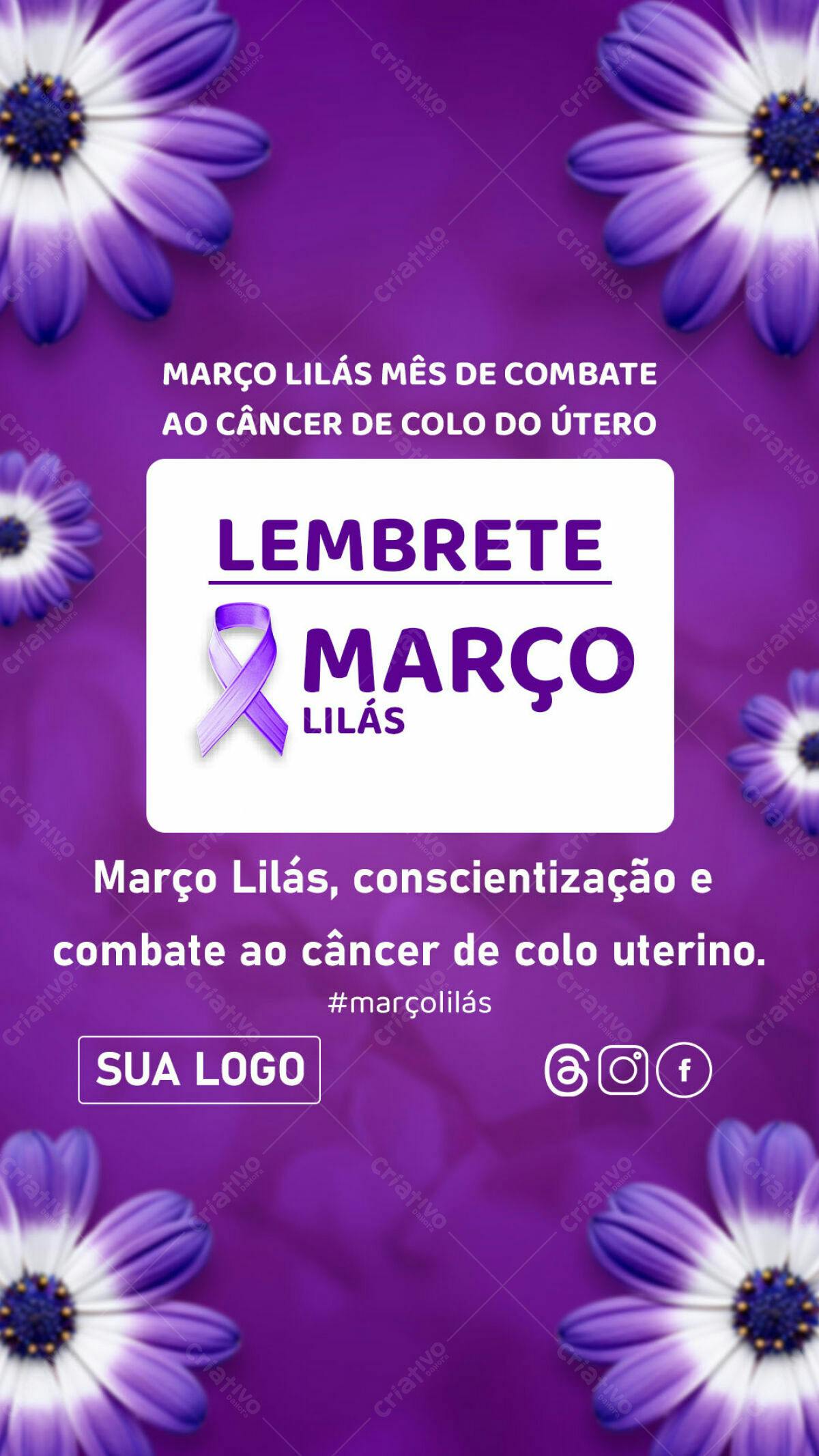 Flyer Março Lilás PSD Editável